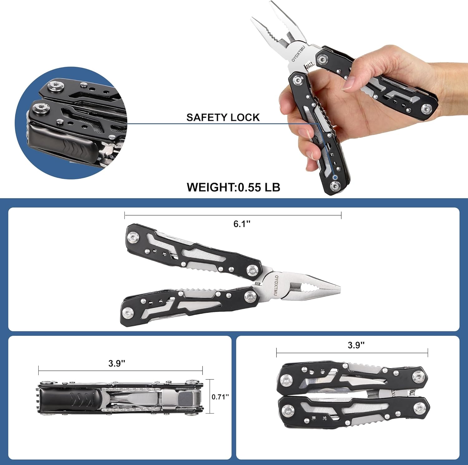 Outdoor 25-In-1 Mini Multitool plier,Portable EDC Gear with Safety Locking,Nylon Sheath,All-in-One Utility for Camping Hiking Survival,Birthday/Christmas Gifts for Dad Husband Boyfriend